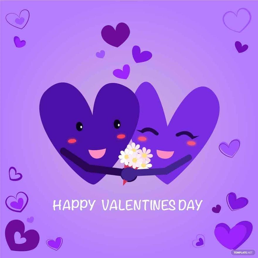 Purple Happy Valentines Day Vector in Illustrator, EPS, SVG, JPG, PNG