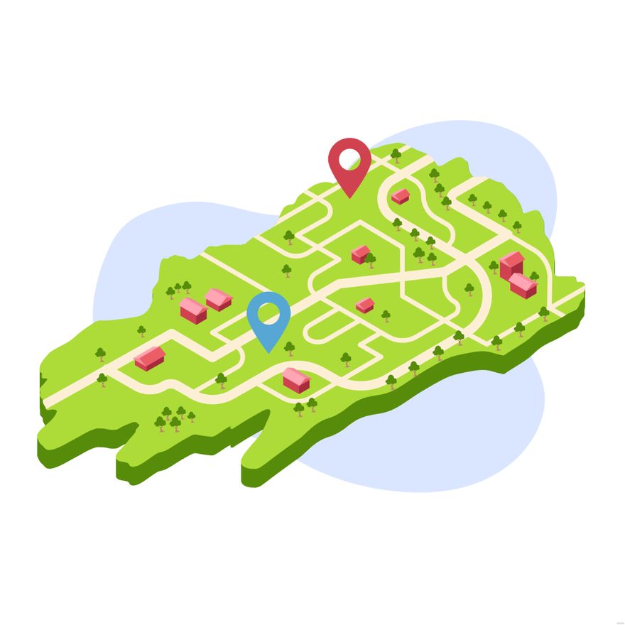 3D Map Illustration in Illustrator, EPS, SVG, JPG, PNG