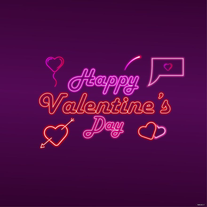 Neon Valentines Day Vector in Illustrator, EPS, SVG, JPG, PNG