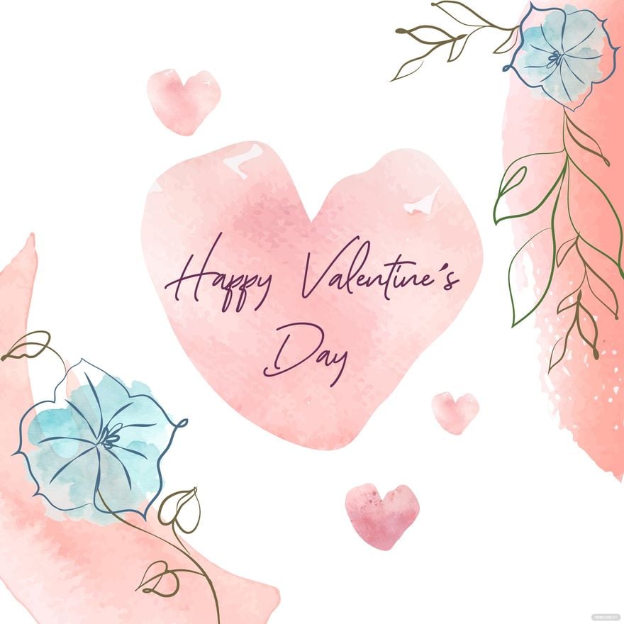 Watercolor Valentines Day Vector in Illustrator, EPS, SVG, JPG, PNG