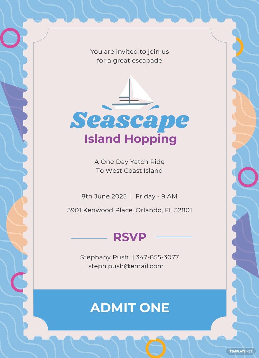 Seascape Ticket Invitation Template