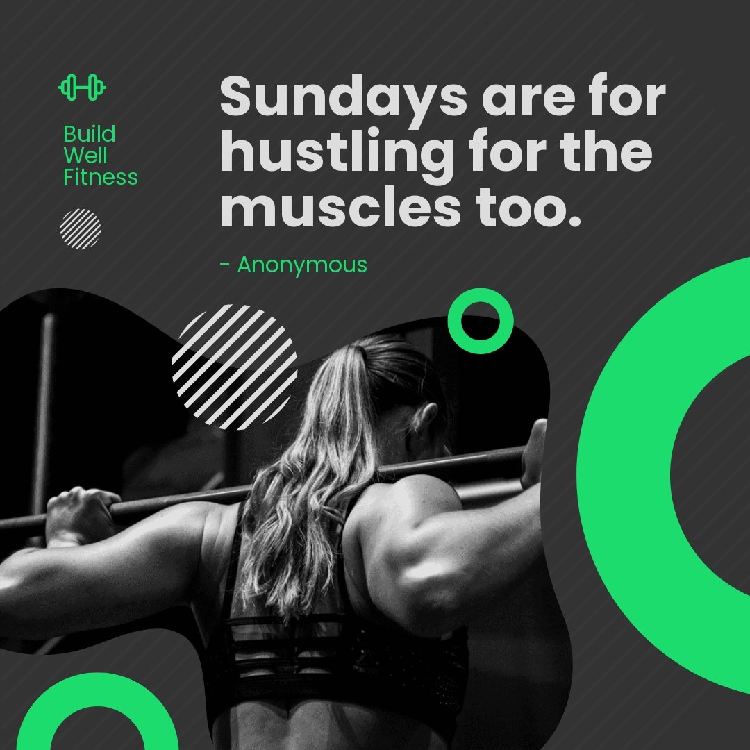 Sunday Fitness Quote Post, Instagram, Facebook Template