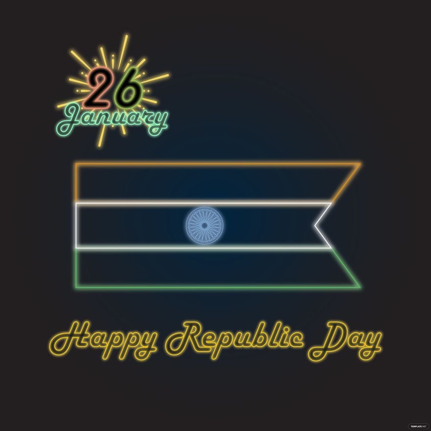 Free Neon Happy Republic Day Vector in Illustrator, EPS, SVG, JPG, PNG
