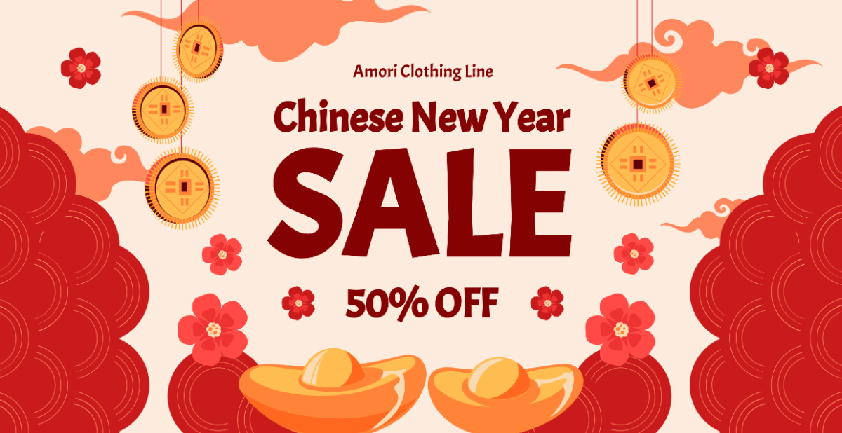 Chinese New Year Sale Card Template - Edit Online & Download