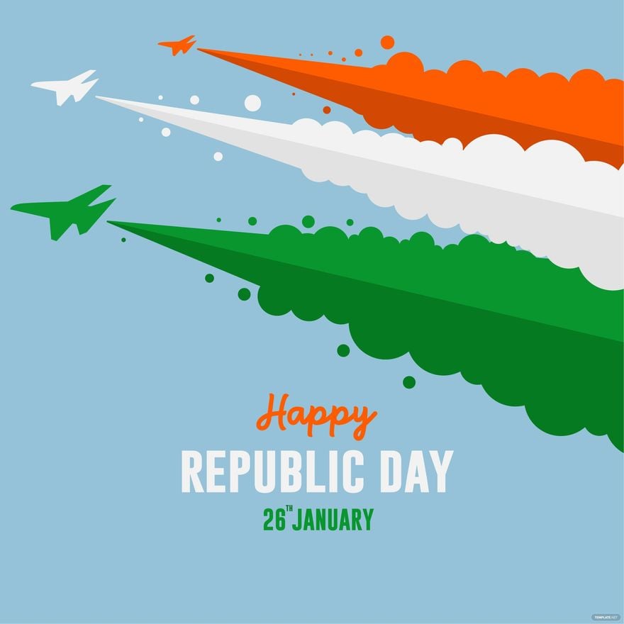 India Republic Day Plane Vector in Illustrator, EPS, SVG, JPG, PNG