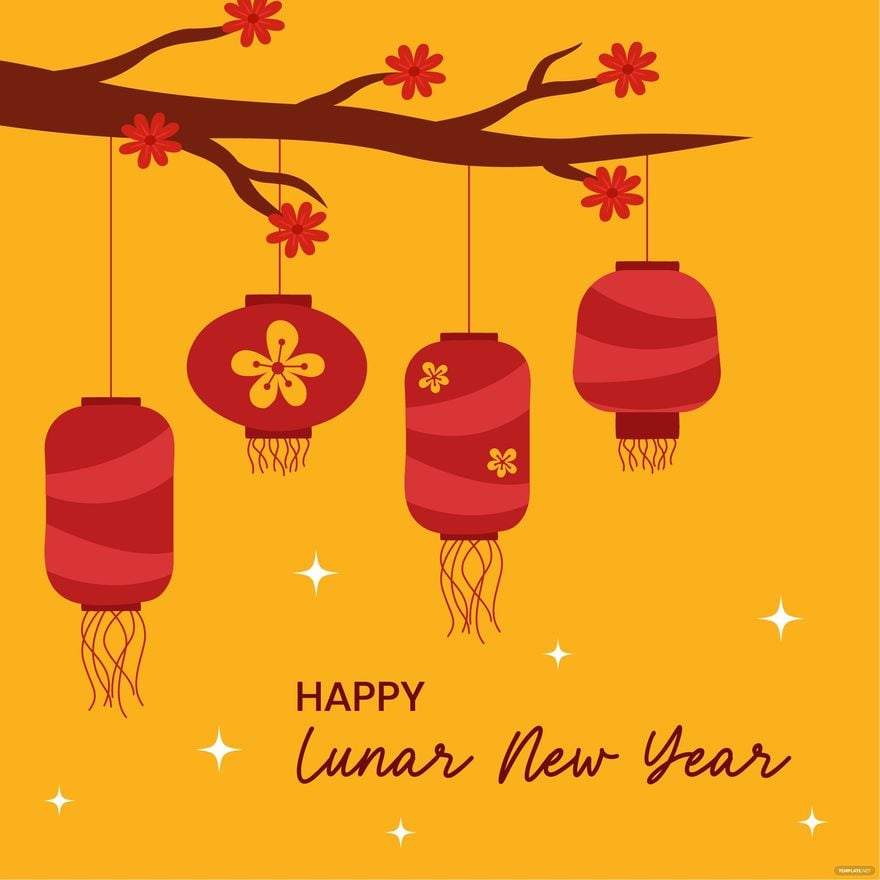 Lunar New Year With Lantern Vector