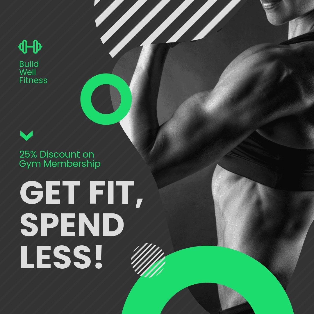 Free Fitness Centre Discount Post, Instagram, Facebook Template