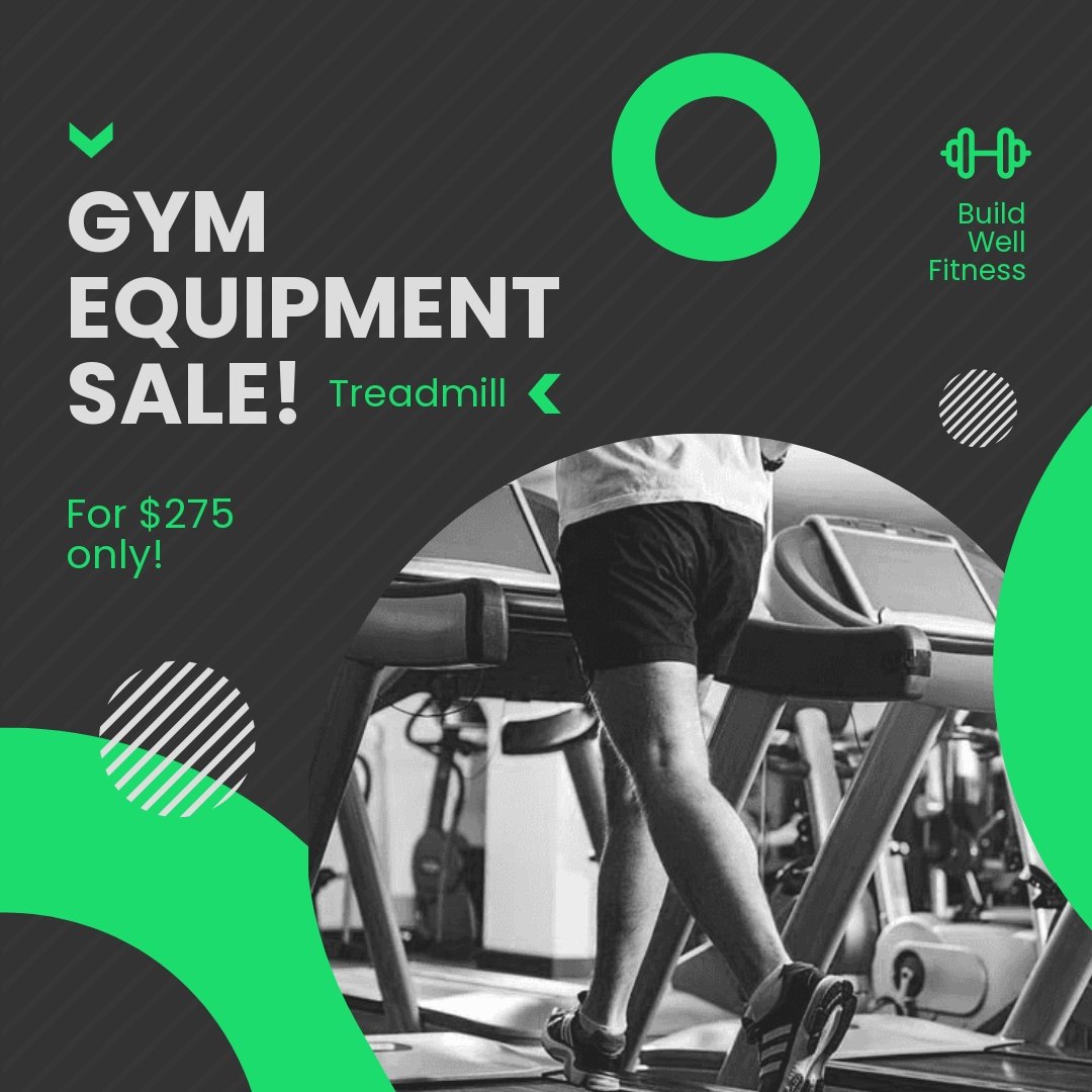 Gym Equipment Sale Post, Instagram, Facebook Template