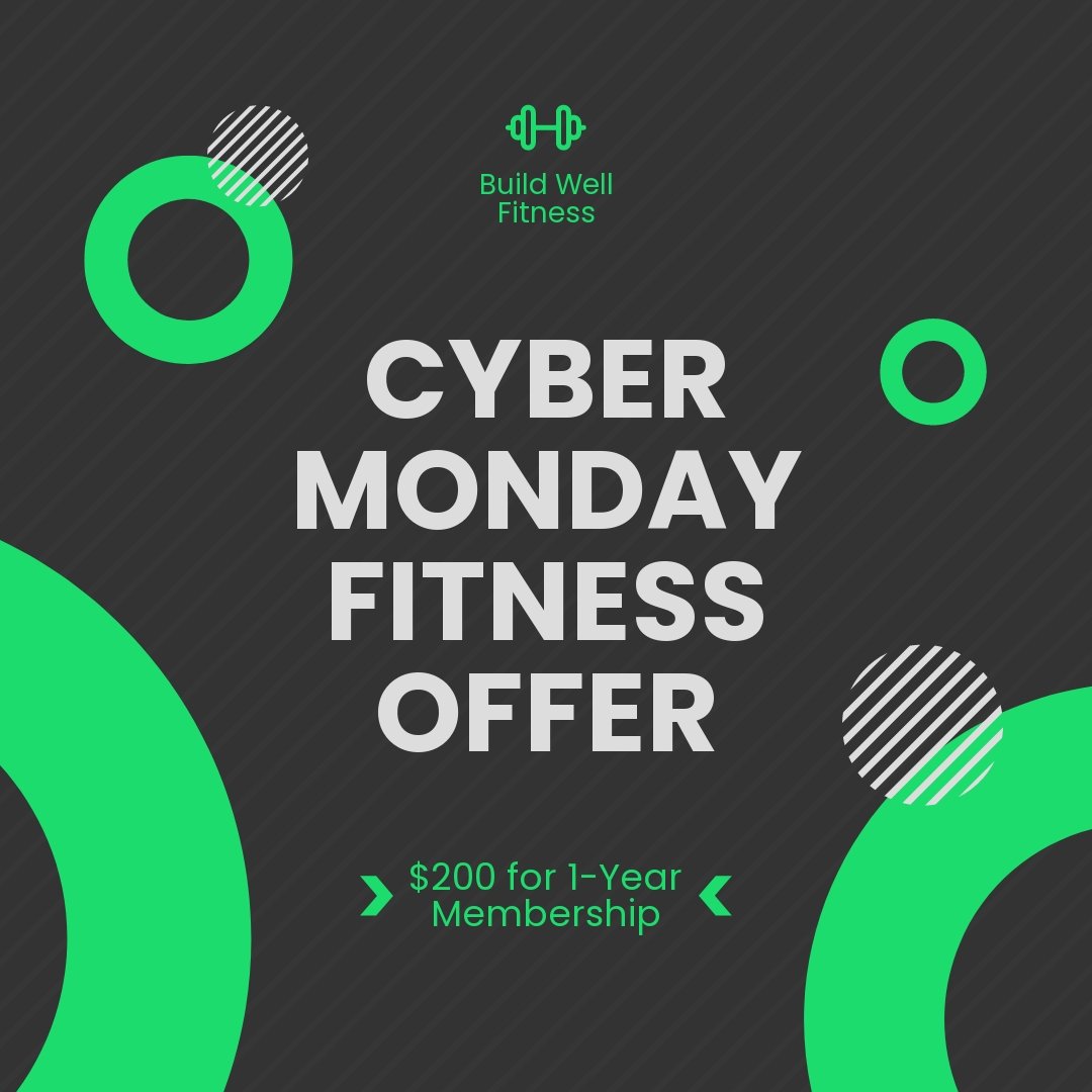 Cyber Monday Fitness Offer Post, Instagram, Facebook