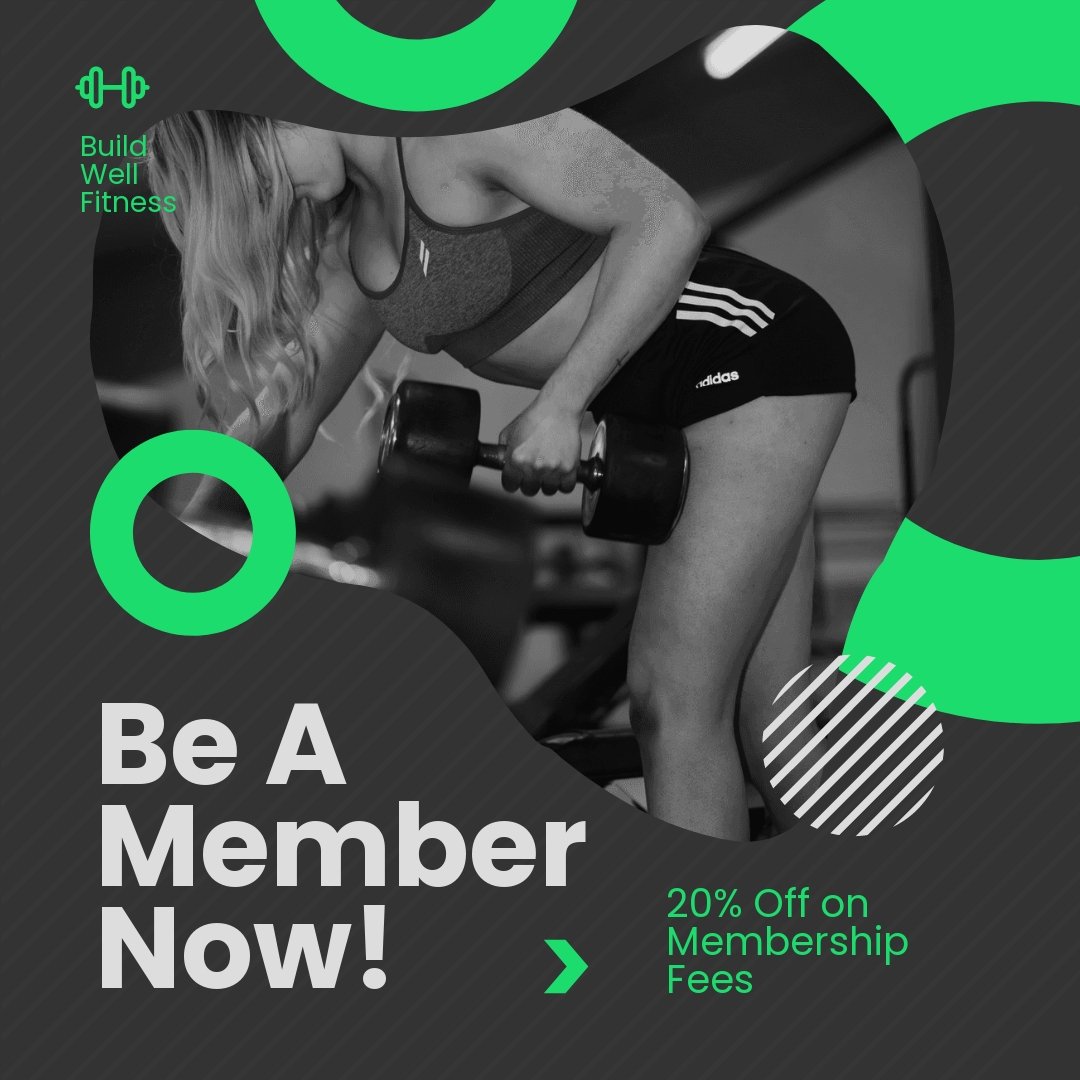 Gym Membership Offer Post, Instagram, Facebook Template