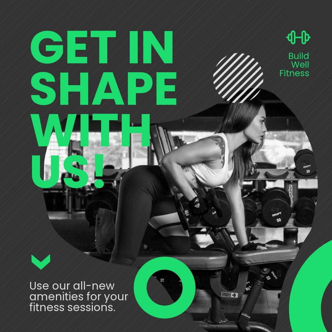 Free Fitness Centre Promotion Offer Post, Instagram, Facebook Template