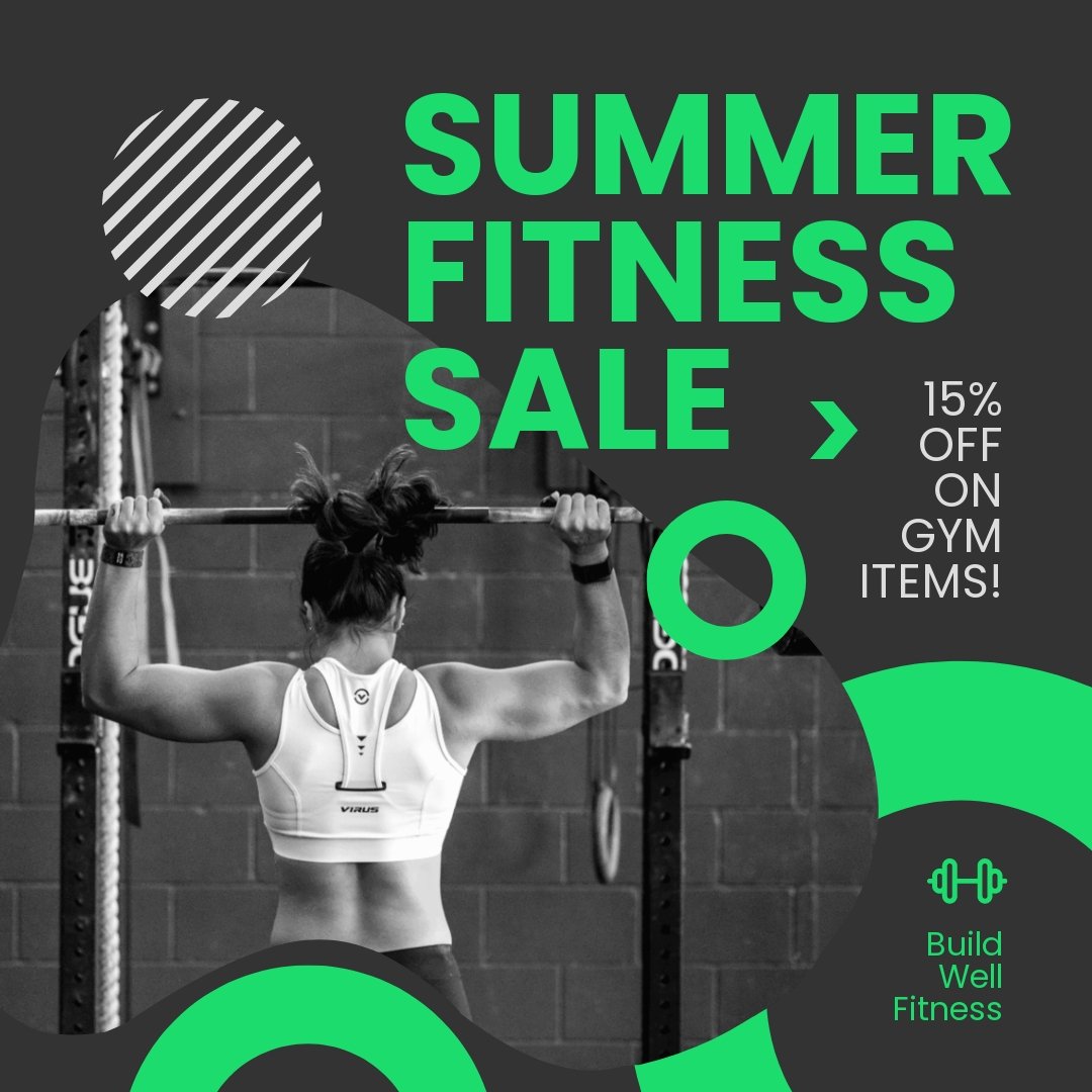 Summer Fitness Sale Post, Instagram, Facebook Template
