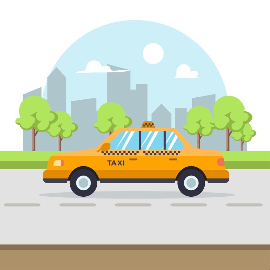 Taxi/Cab Illustration in Illustrator, EPS, SVG, JPG, PNG