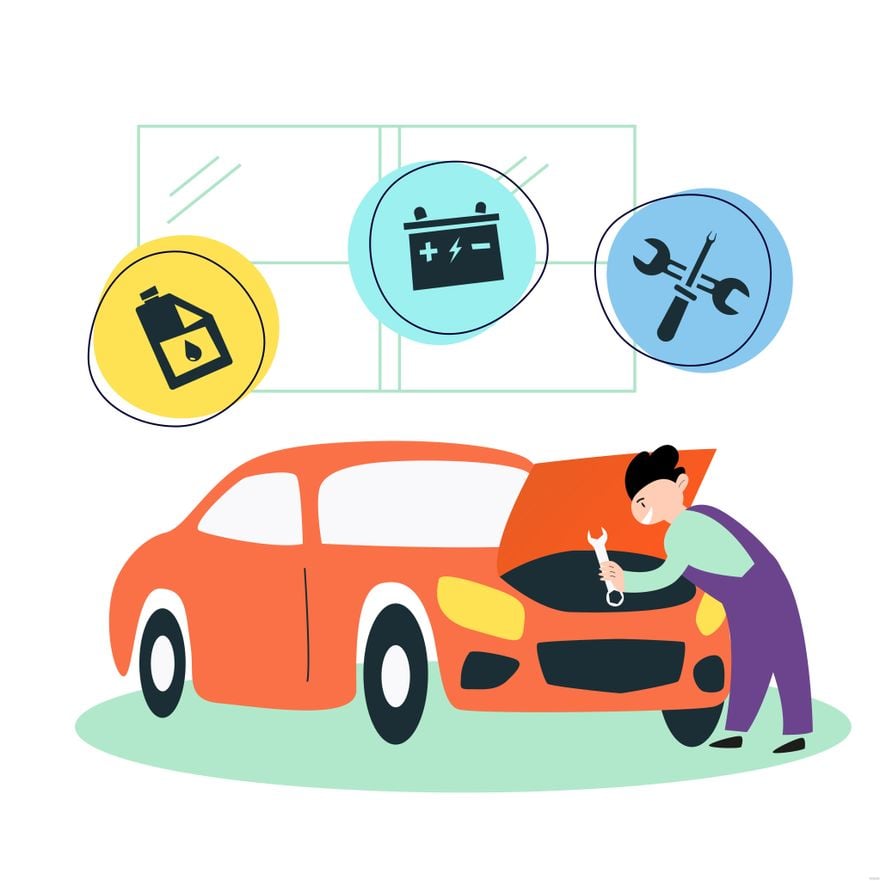 Car Repairman Services Illustration