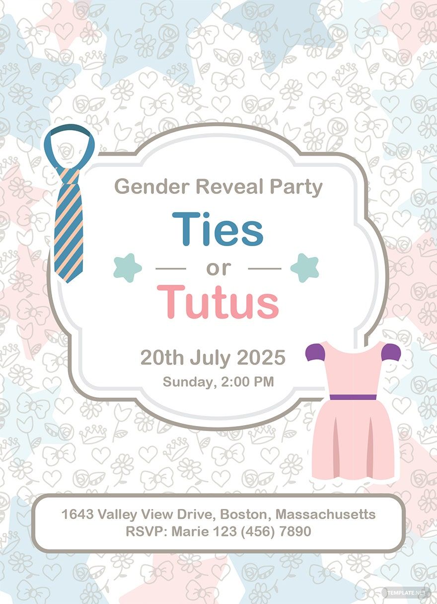 Ties and Tutus invitation Template in Word, Illustrator, PSD, Apple Pages, Publisher