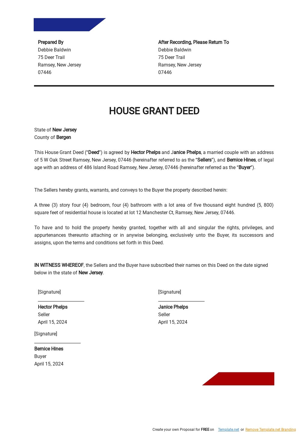 House Grant Deed Template 