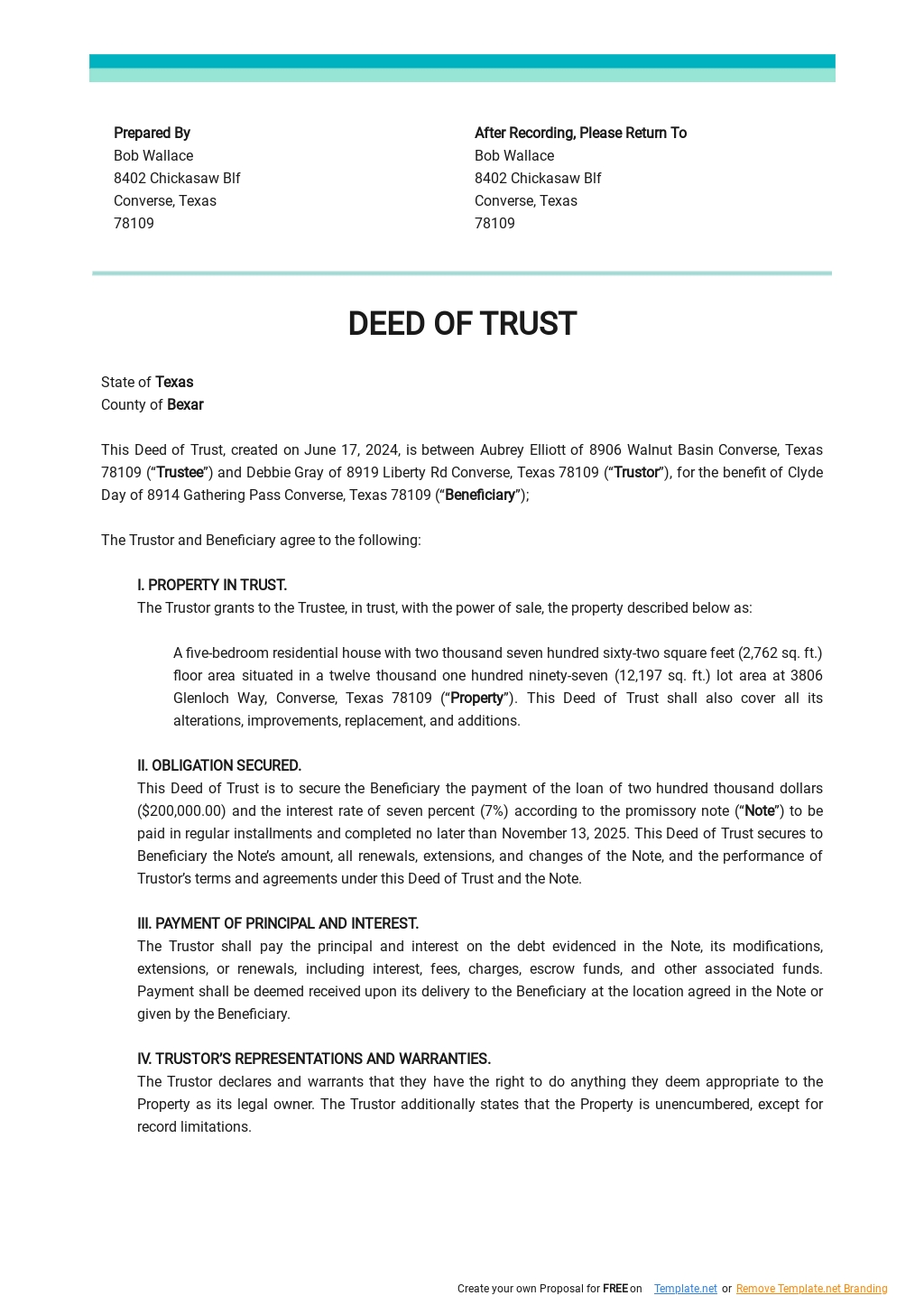 Deed Of Trust Template Template