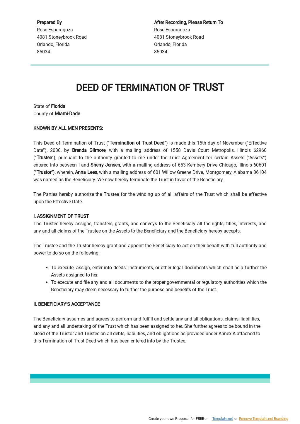 Dissolution Of Trust Document