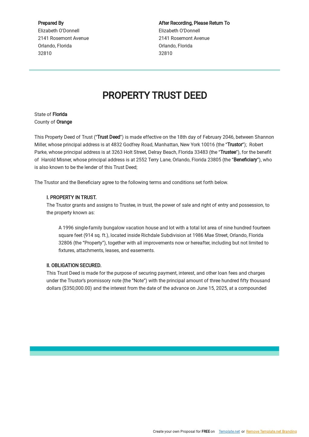 Property Trust Deed Template