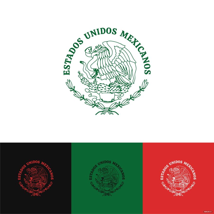 Free Mexican Flag Logo Vector in Illustrator, EPS, SVG, JPG, PNG