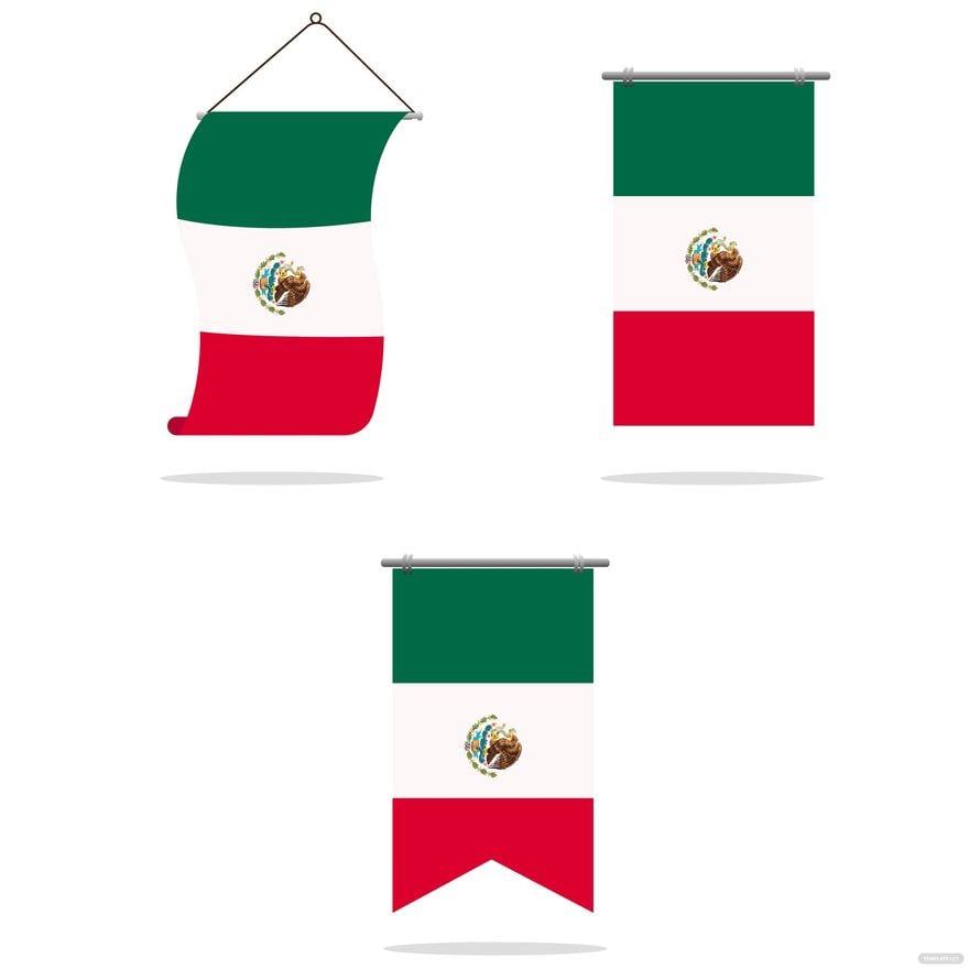 Mexico Hanging Flag Vector in Illustrator, EPS, SVG, JPG, PNG