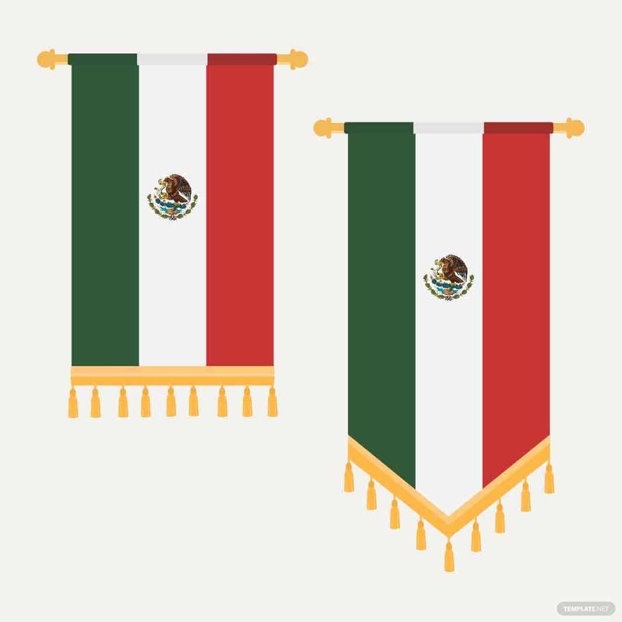 Mexican Flag Hanging Vector in Illustrator, EPS, SVG, JPG, PNG