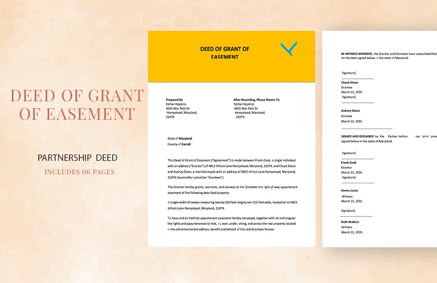 Deed of Grant of Easement Template