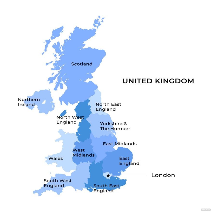 Labeled UK Map Vector