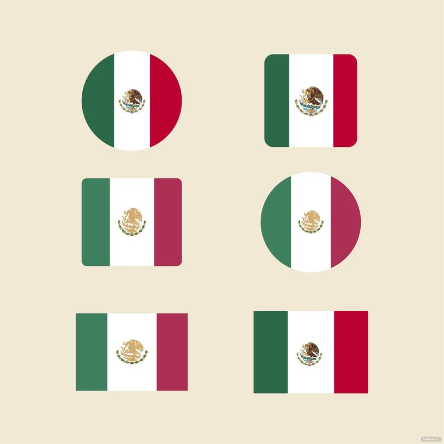 Mexico Flag Icon Vector in Illustrator, EPS, SVG, JPG, PNG