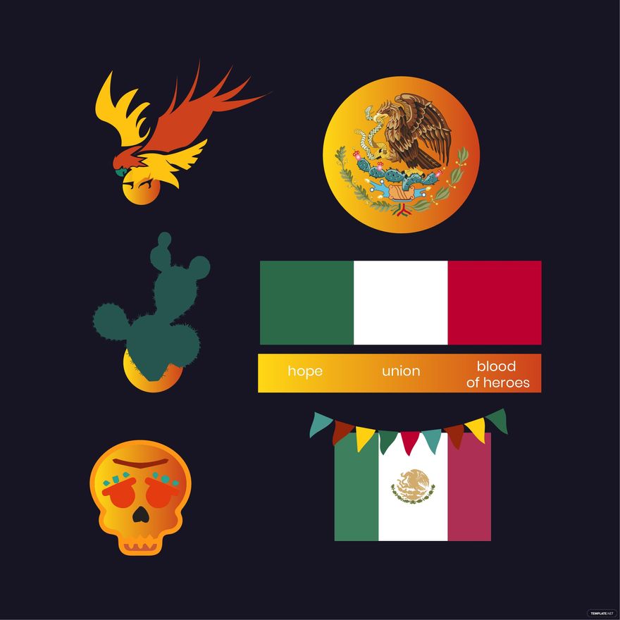 Mexican Flag Symbol Vector in Illustrator, EPS, SVG, JPG, PNG