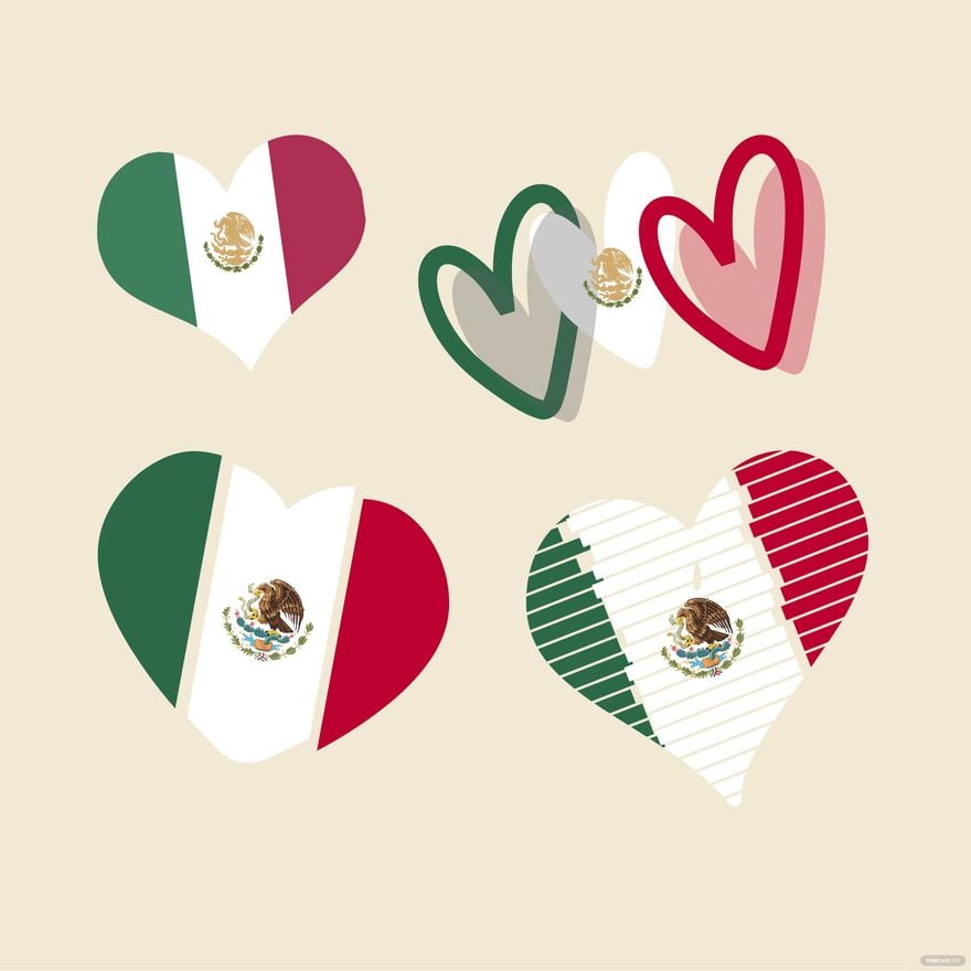 Mexican Flag Heart vector in Illustrator, EPS, SVG, JPG, PNG