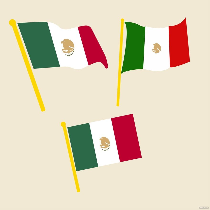 Mexican Flag Cartoon Vector in Illustrator, EPS, SVG, JPG, PNG