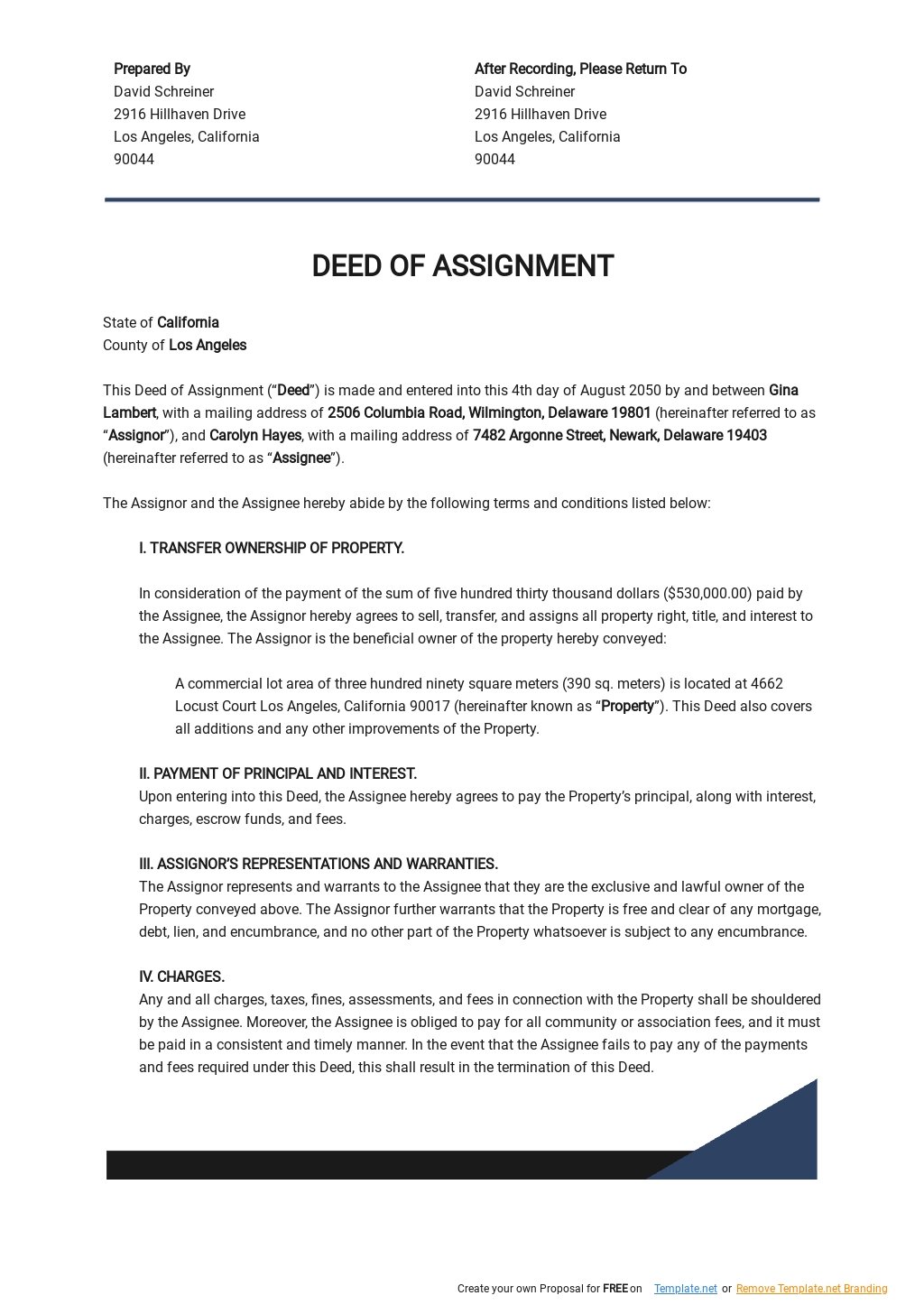 deed assignment definition