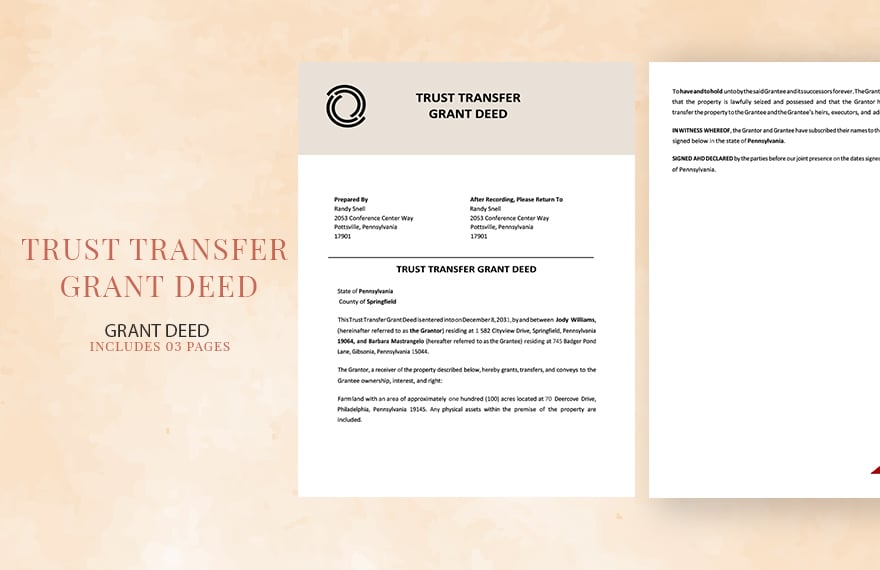 Trust Transfer Grant Deed Template