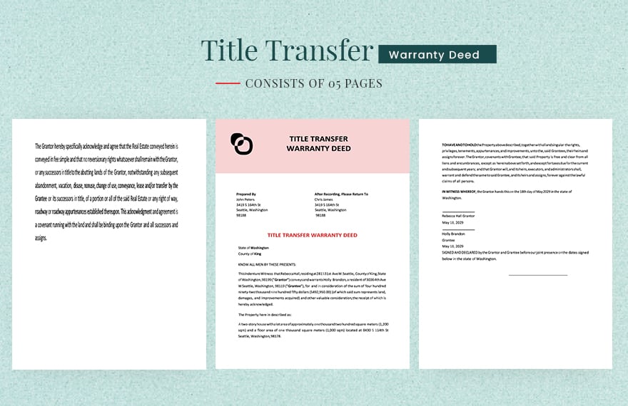 Title Transfer Warranty Deed Template