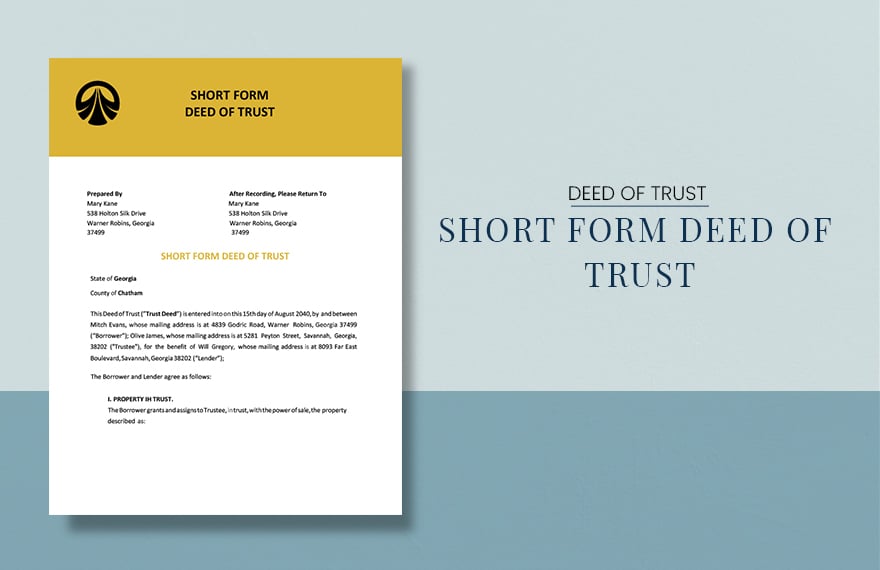 Short Form Deed of Trust Template