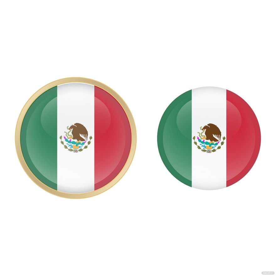 Free Mexican Flag Round Button Vector