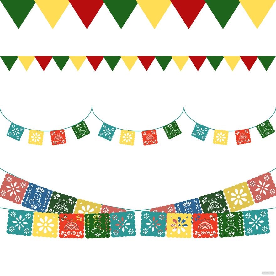 Mexican Party Flag Vector in Illustrator, EPS, SVG, JPG, PNG