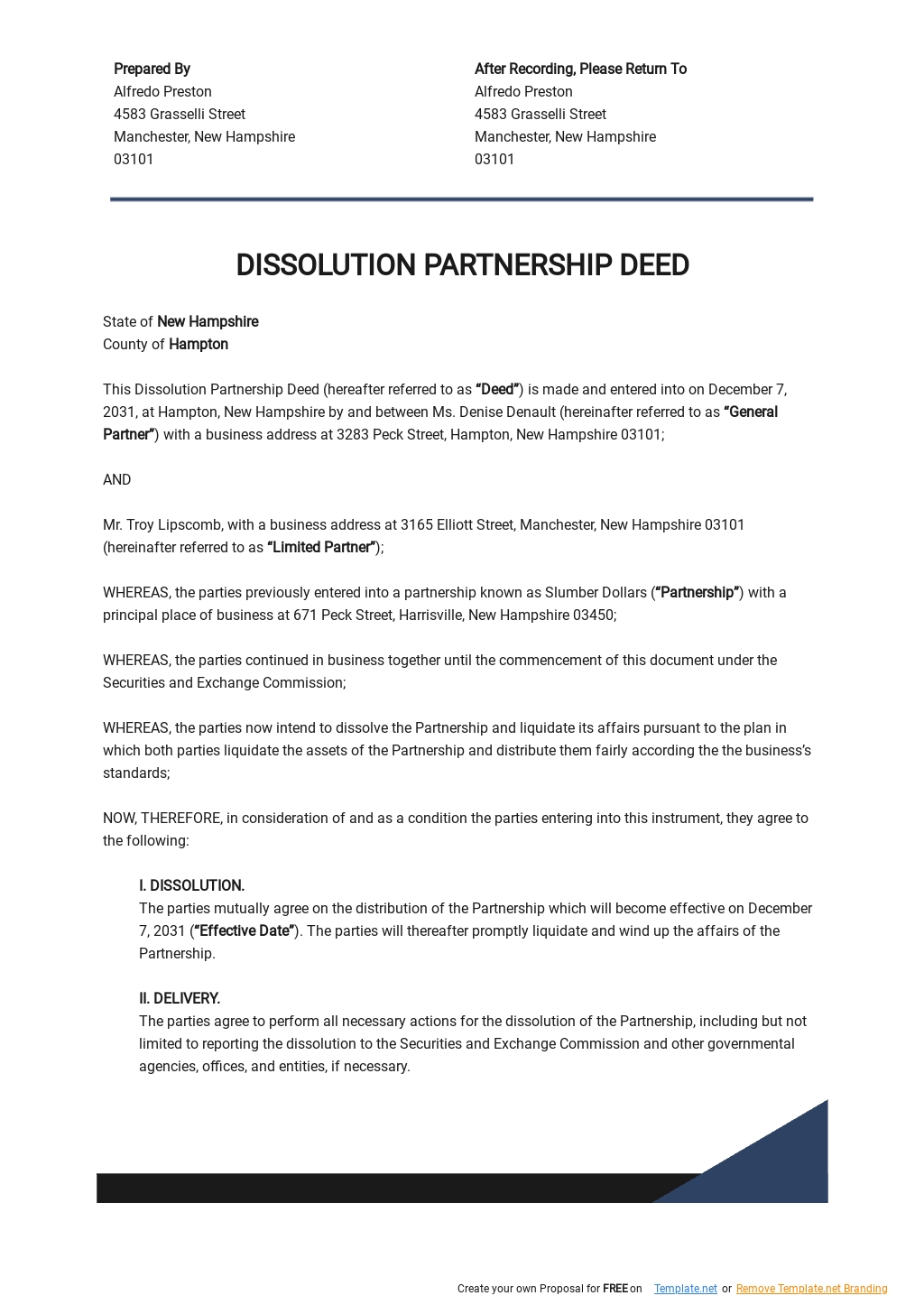 Dissolution Agreement PDF Templates, Free, Download