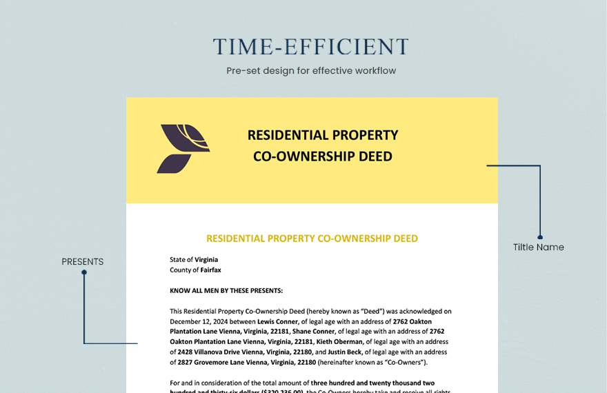 Residential Property Co-Ownership Deed Template