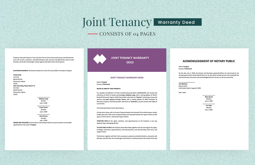 Joint Tenancy Warranty Deed Template
