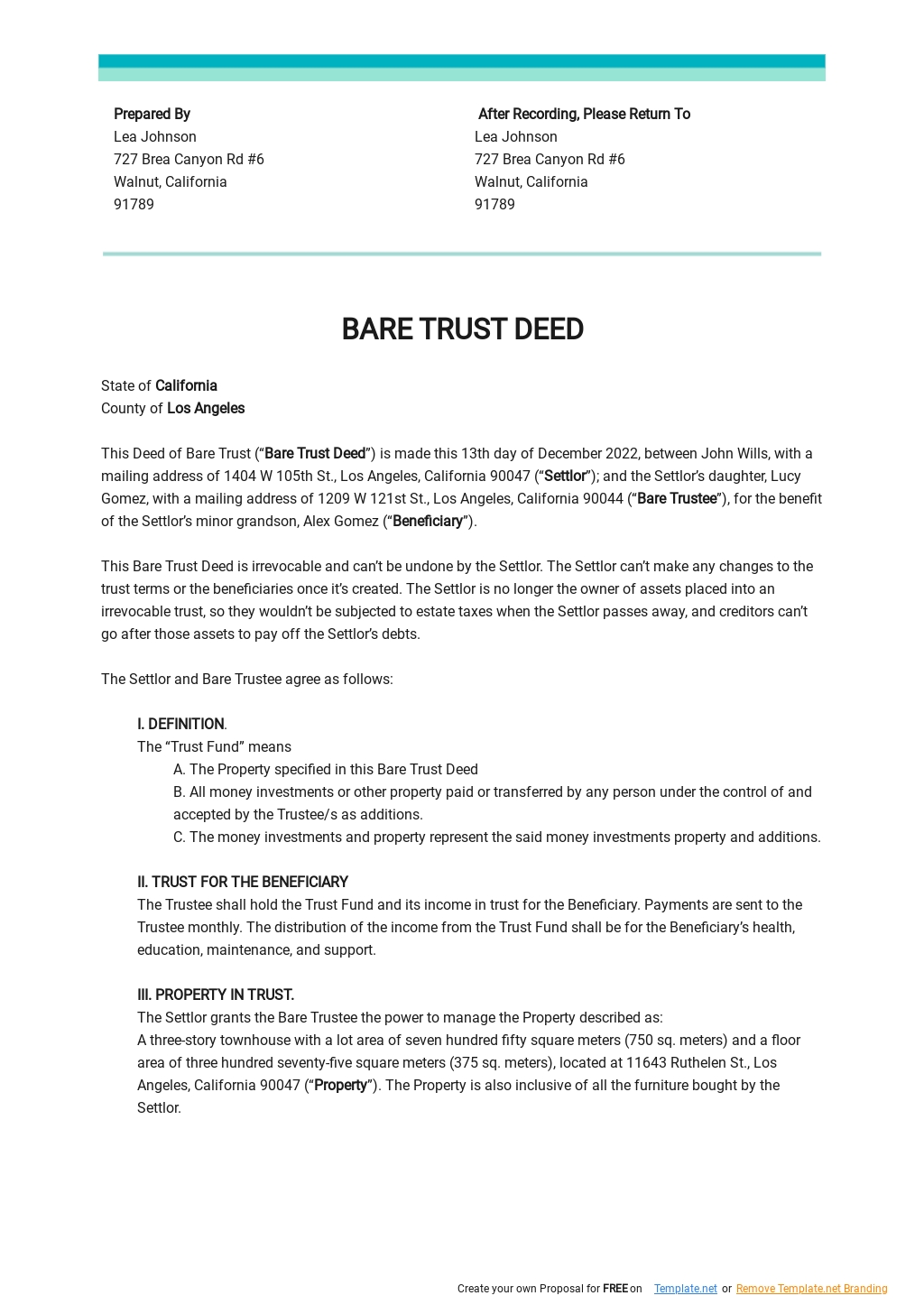 Trust Agreement PDF Templates Free Download Template net