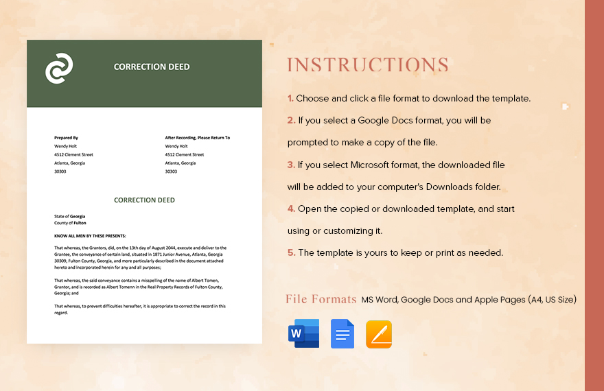 Correction Deed Template