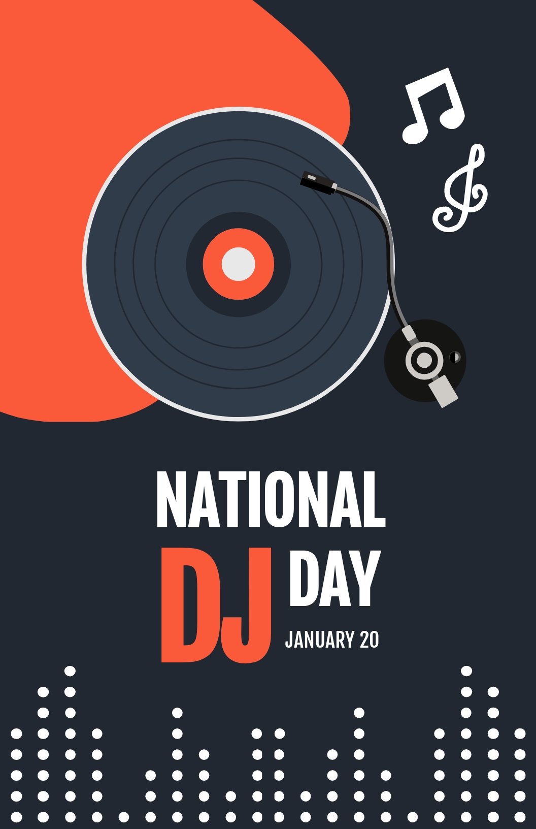 National DJ Day Greeting Card Vector EPS, Illustrator, JPG, PSD, PNG