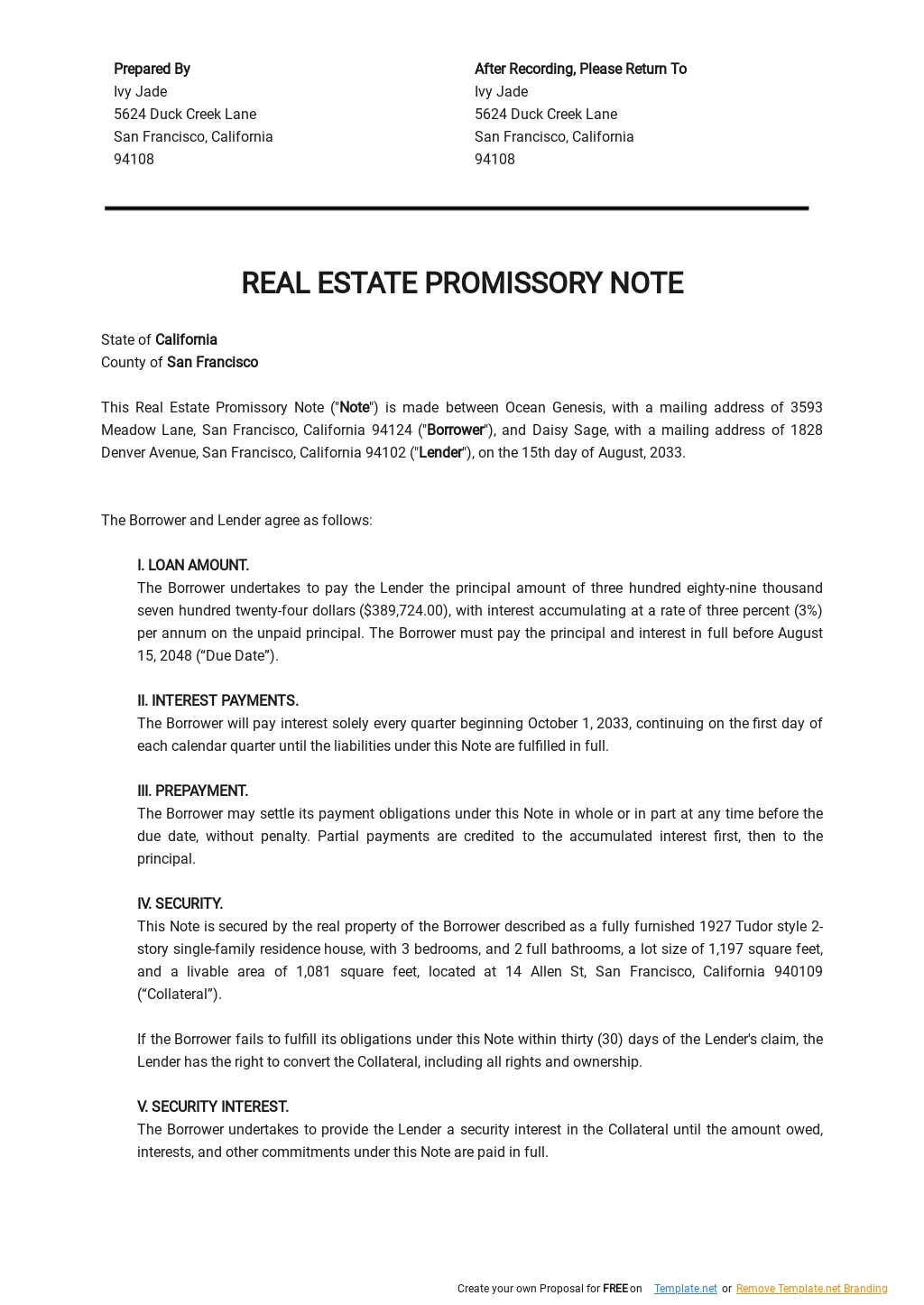 Real Estate Promissory Note Template in Word, Google Docs, Apple Pages