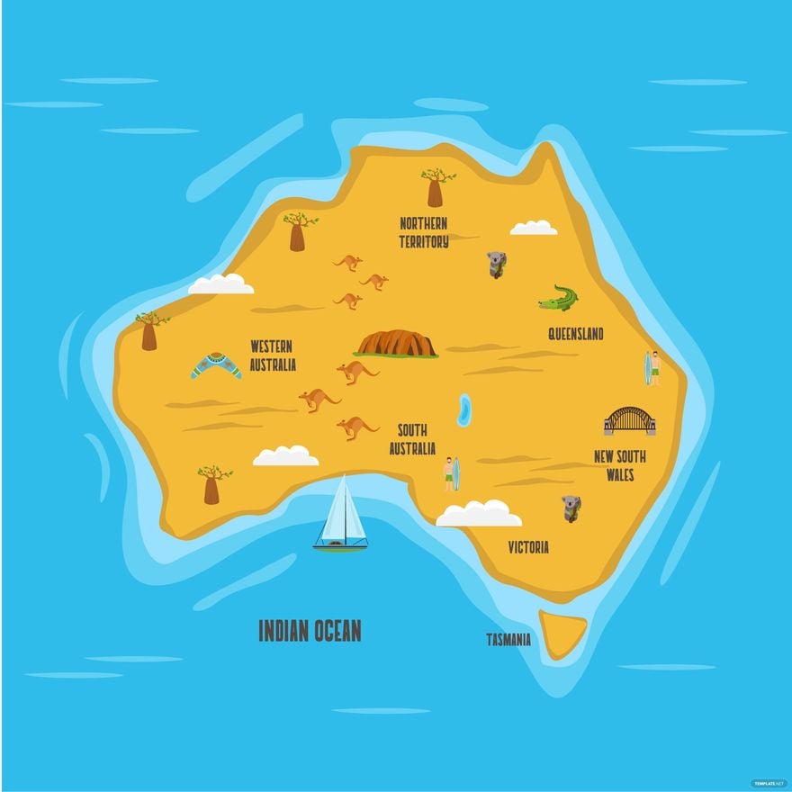 Cartoon Australia Map Vector