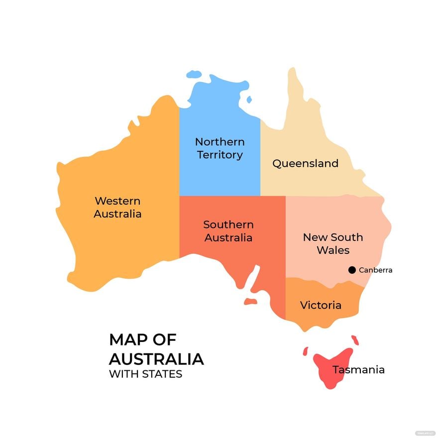 Australia Map States Vector in Illustrator, EPS, SVG, JPG, PNG