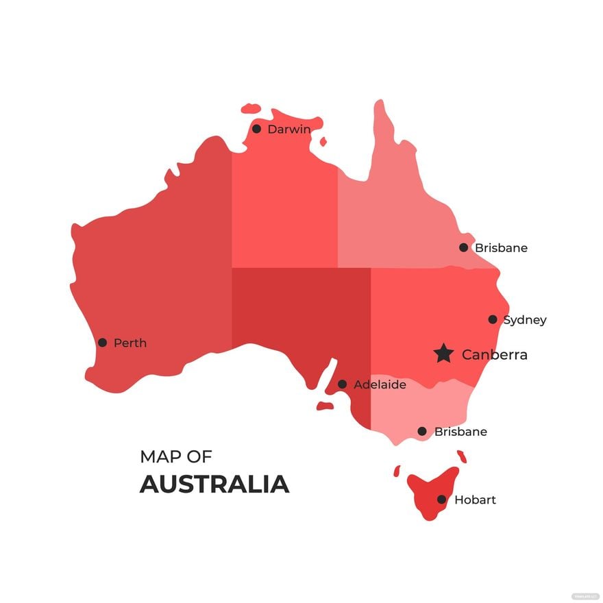 Red Australia Map Vector