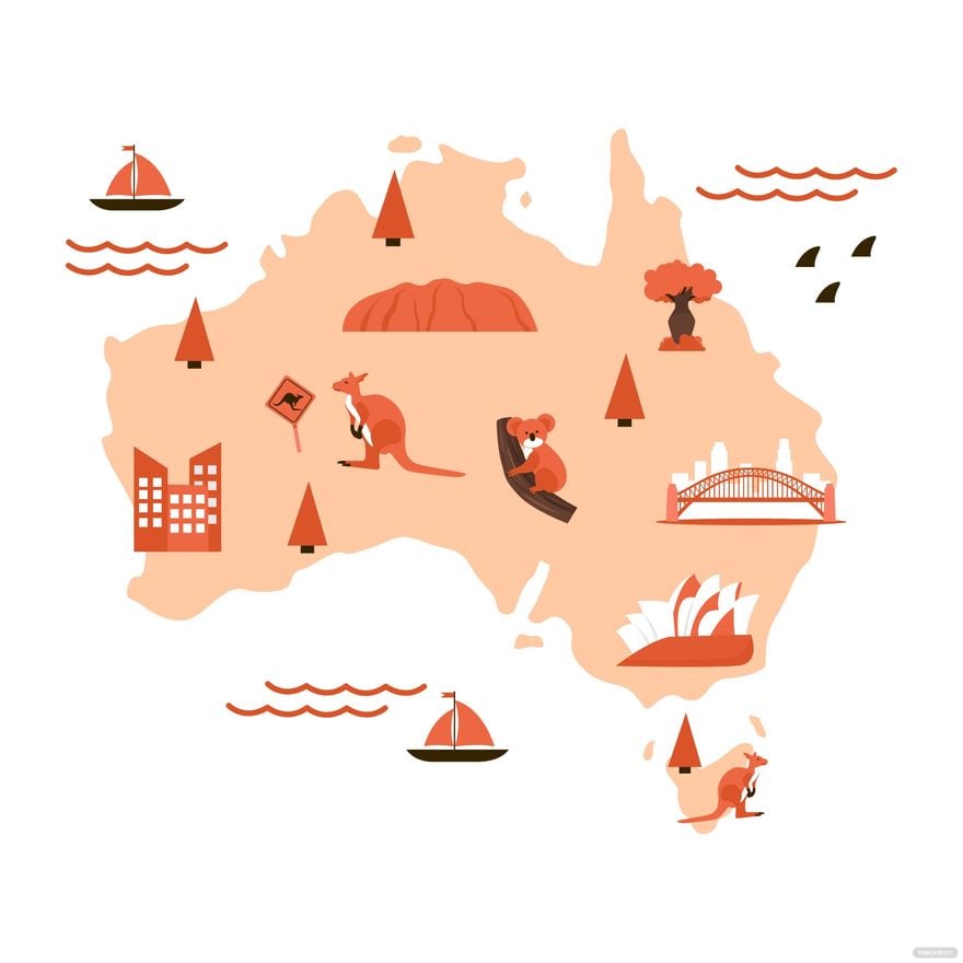 Free Australia Landmarks Map Vector in Illustrator, EPS, SVG, JPG, PNG