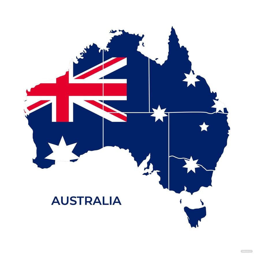 Free Australia Flag Map Vector in Illustrator, EPS, SVG, JPG, PNG